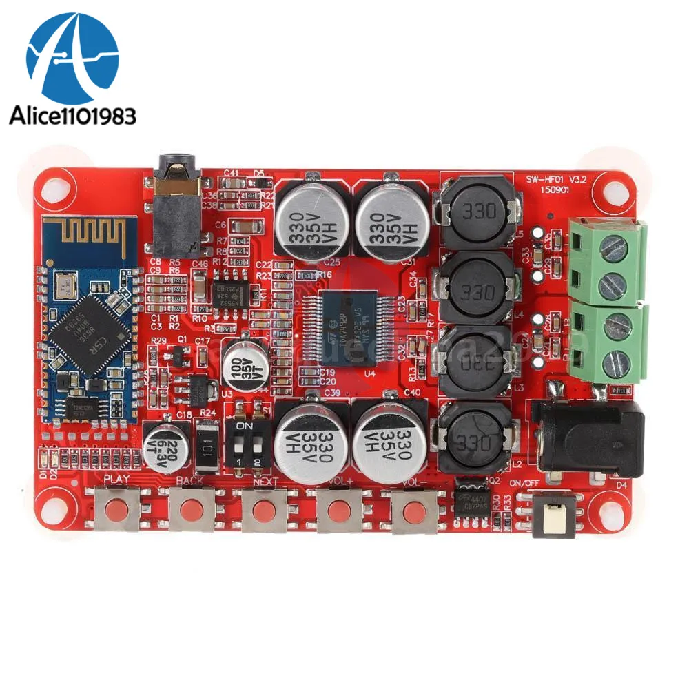 

TDA7492P 2*25W Wireless Bluetooth 4.0 Audio Power Amplifier Board Digital Amplifier Module with AUX Diy Electronic PCB Board