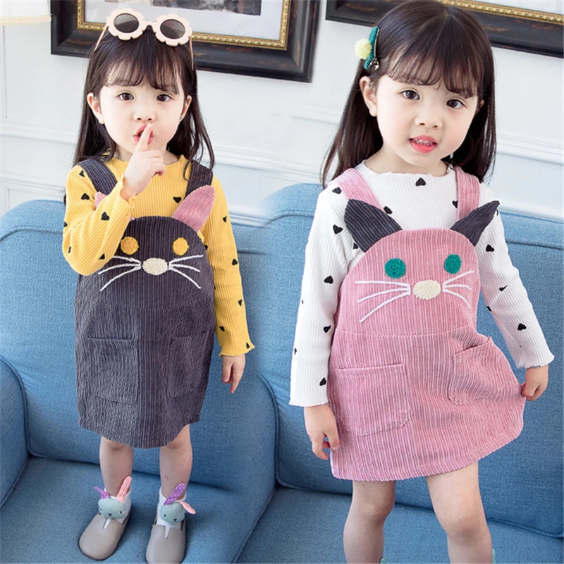 

2019 cute cat pattern girls clothing sets with skirts baby girls full sleeve baby girls clothing set spring autumn kid clothes