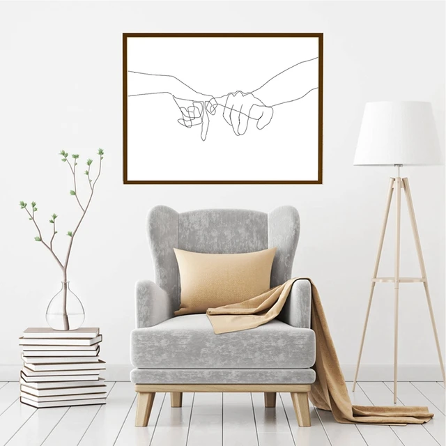 Pinky Swear Continuous One Lines Drawing Wall Art 3