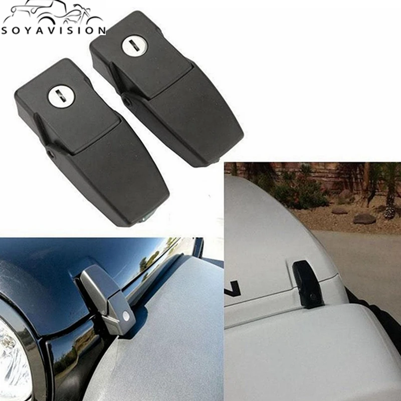 Aluminum Hood Lock Assembly Catch Latches for 2007-2015 Jeep Wrangler JK & Unlimited Black-1 Pair d.1jpg