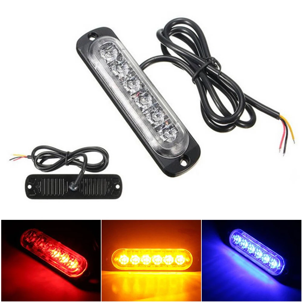 

New 6-lamp Ultra-thin Warning Light Motorcycle Pickup Strobe Light 12-24v Universal Ultra-thin Strobe Light 6LED