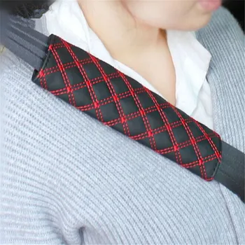 

2PCS Universal Car Auto Safety Seat Belt Strap Soft Shoulder Pads Cover Red Faux Leather Cushion Harness Pad Protector On Sale