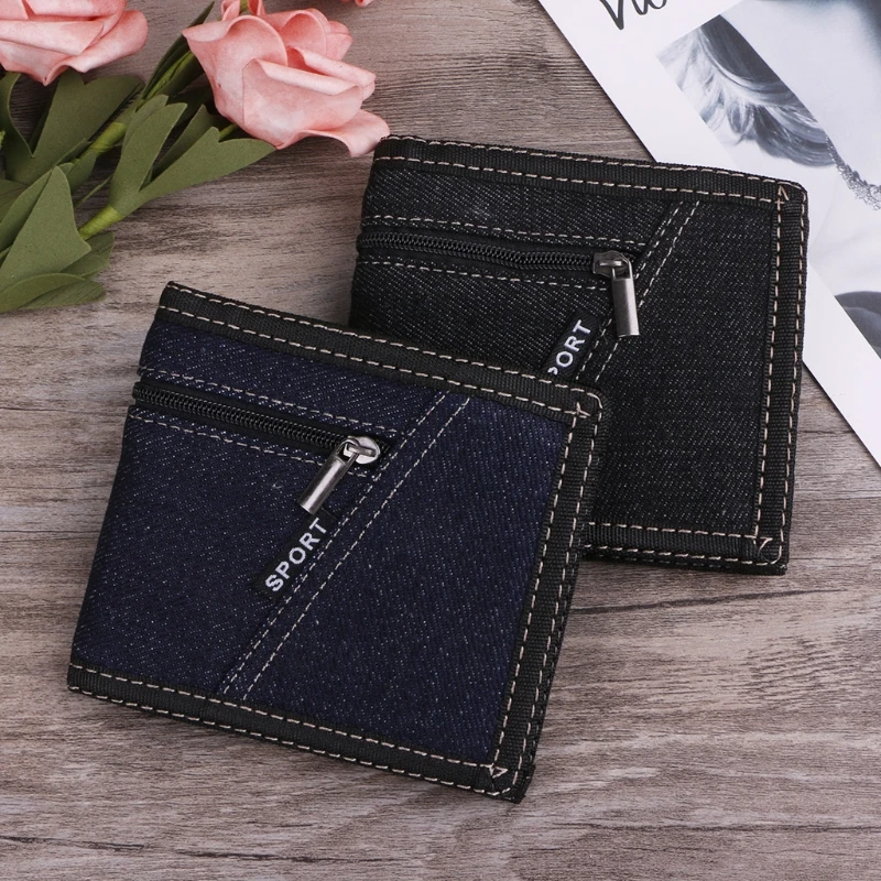 

New Men's Slim Canvas Bifold Credit ID Card Holder Wallet Billfold Purse Clutch