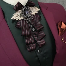 24 Цвет Для Мужчин класса люкс для свадебного банкета, вечеринки костюм рубашка галстуки бабочки Британский лента в горошек бабочка жениха Черный в стразах-кристаллах галстук-бабочка