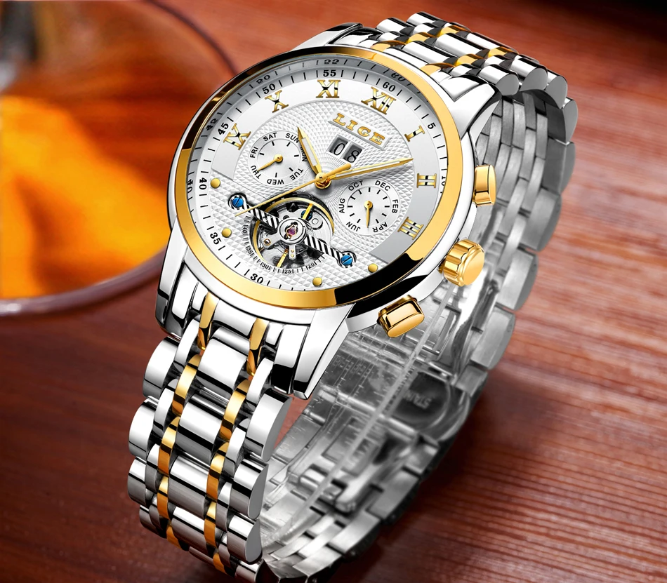 LIGE Топ бренд класса люкс для мужчин s автоматические механические часы для мужчин Мода Полный сталь бизнес водонепроницаемый спортивные часы Relogio Masculino