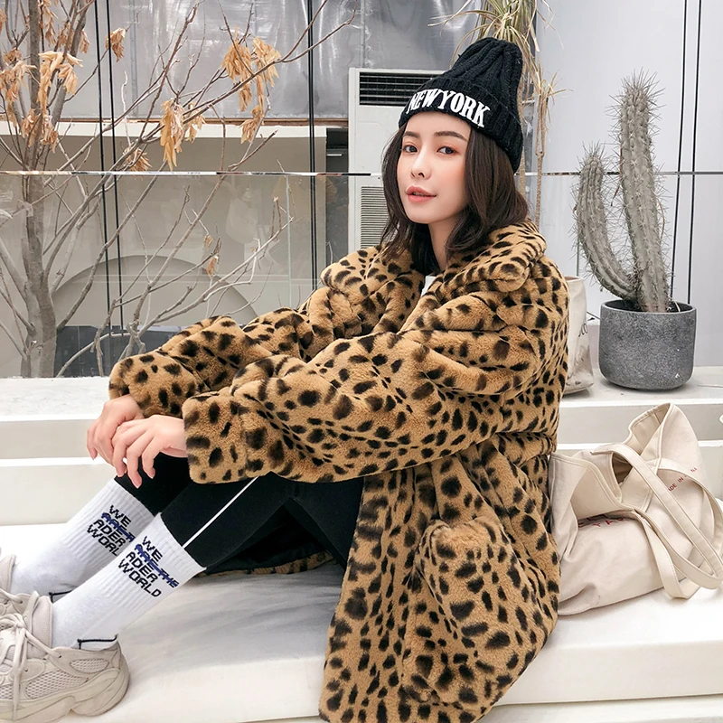 Léopard Peluche Court rose Causalité Chaud Tempérament Jaune Imprimé D'hiver De Épaississement Sexy Femmes Lâche 2018 En Fourrure Fausse Veste Mode wxzAqSqIO