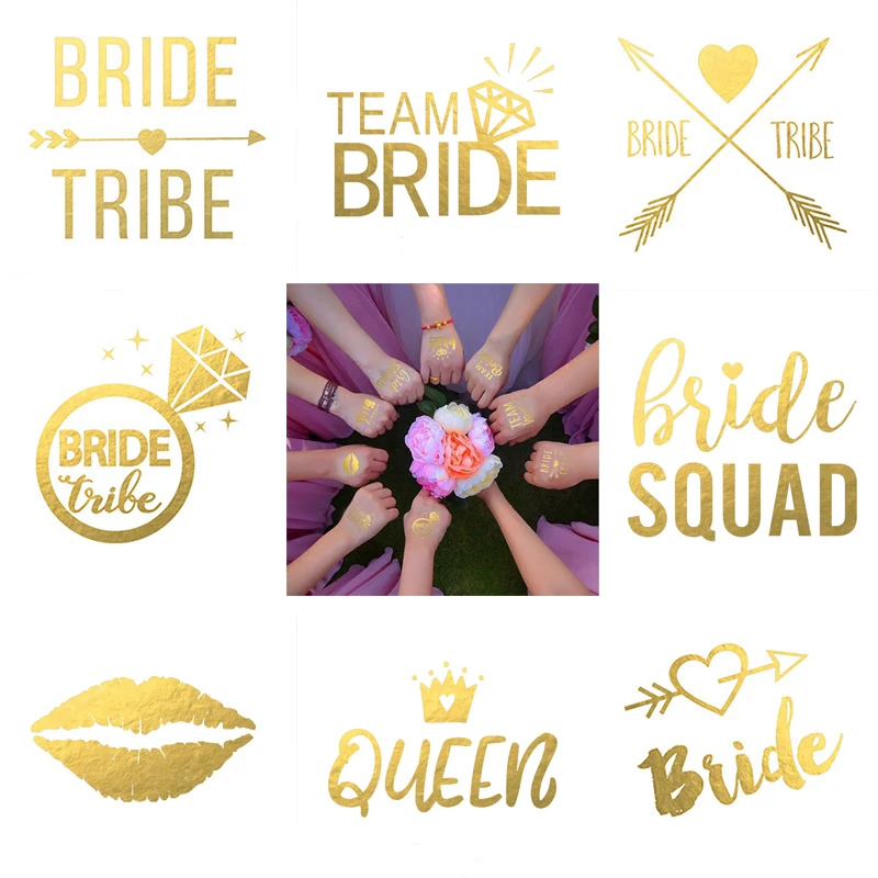 10pc Bridal Team Bridesmaid team temporary tattoo Bachelor Bride Party Sticker Decoration Marriage Bridal To Be Party Supplies