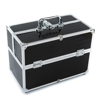 

Large Cosmetic Organizer Box Make Up Case for Make Up Tools Lockable Black Containing Storage Box