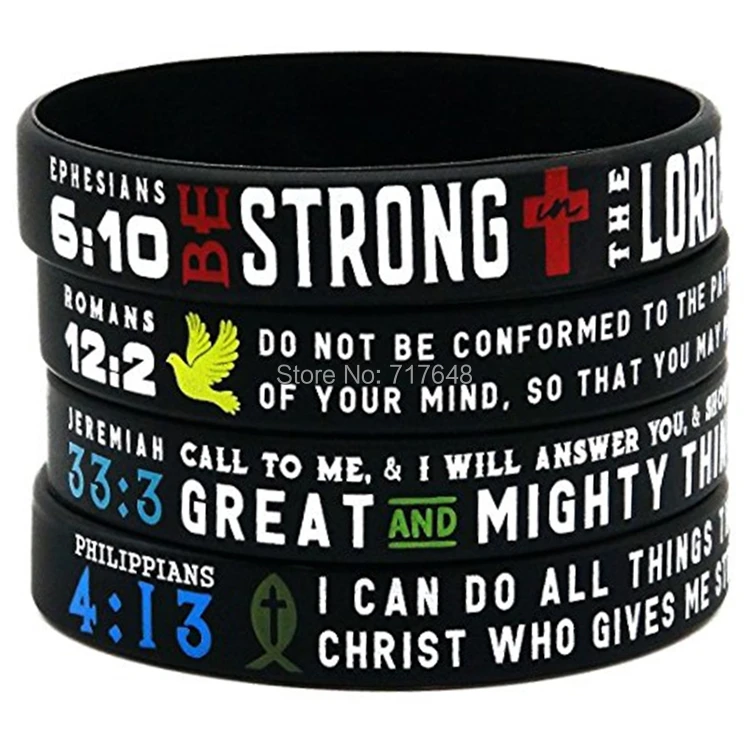 Pulseras de silicona con símbolos y inscripciones pulseras con el poder de la fe, versículo de Biblia, envío gratis por FEDEX, 300 Uds.|silicone bracelet|bracelet - AliExpress