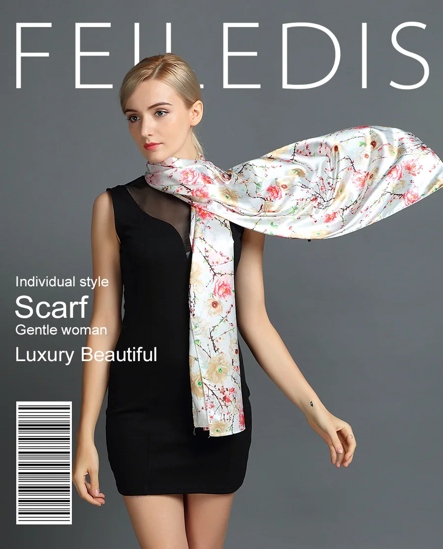 [Feiledis] 2017 шелковый шарф женские Модные шаль многоцелевой шарф двухсторонний Замена Применение шарф серии fd040