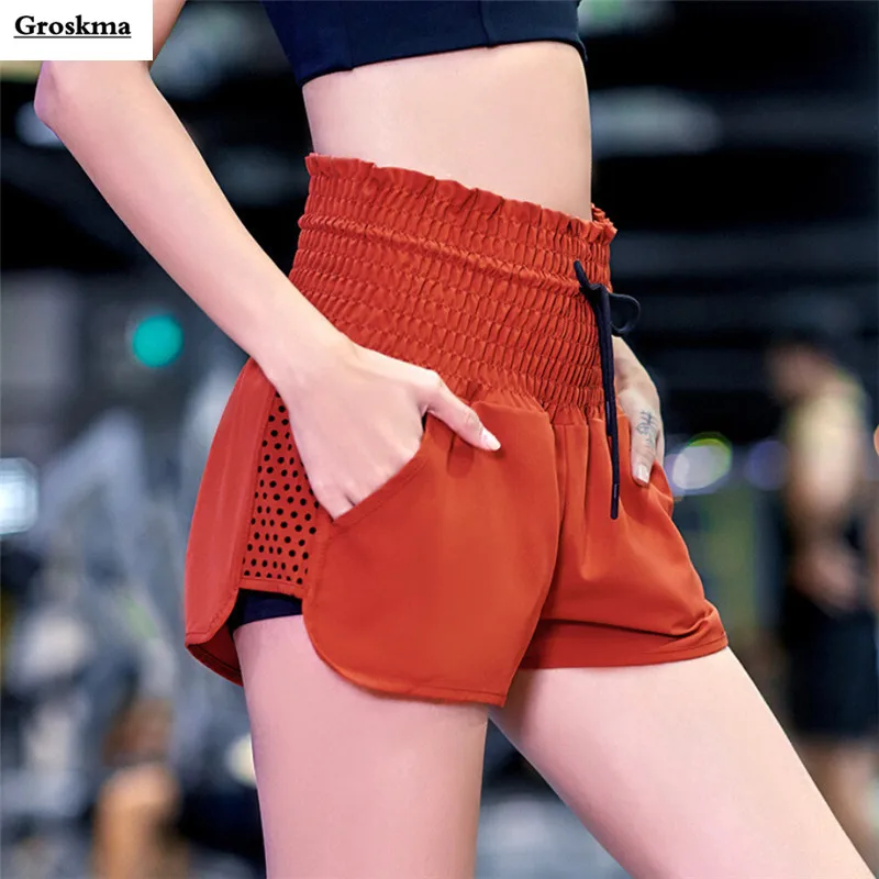 

High waist women yoga shorts mesh patchwork quick dry breathable workout sportswear fitness gym hot shorts training femme