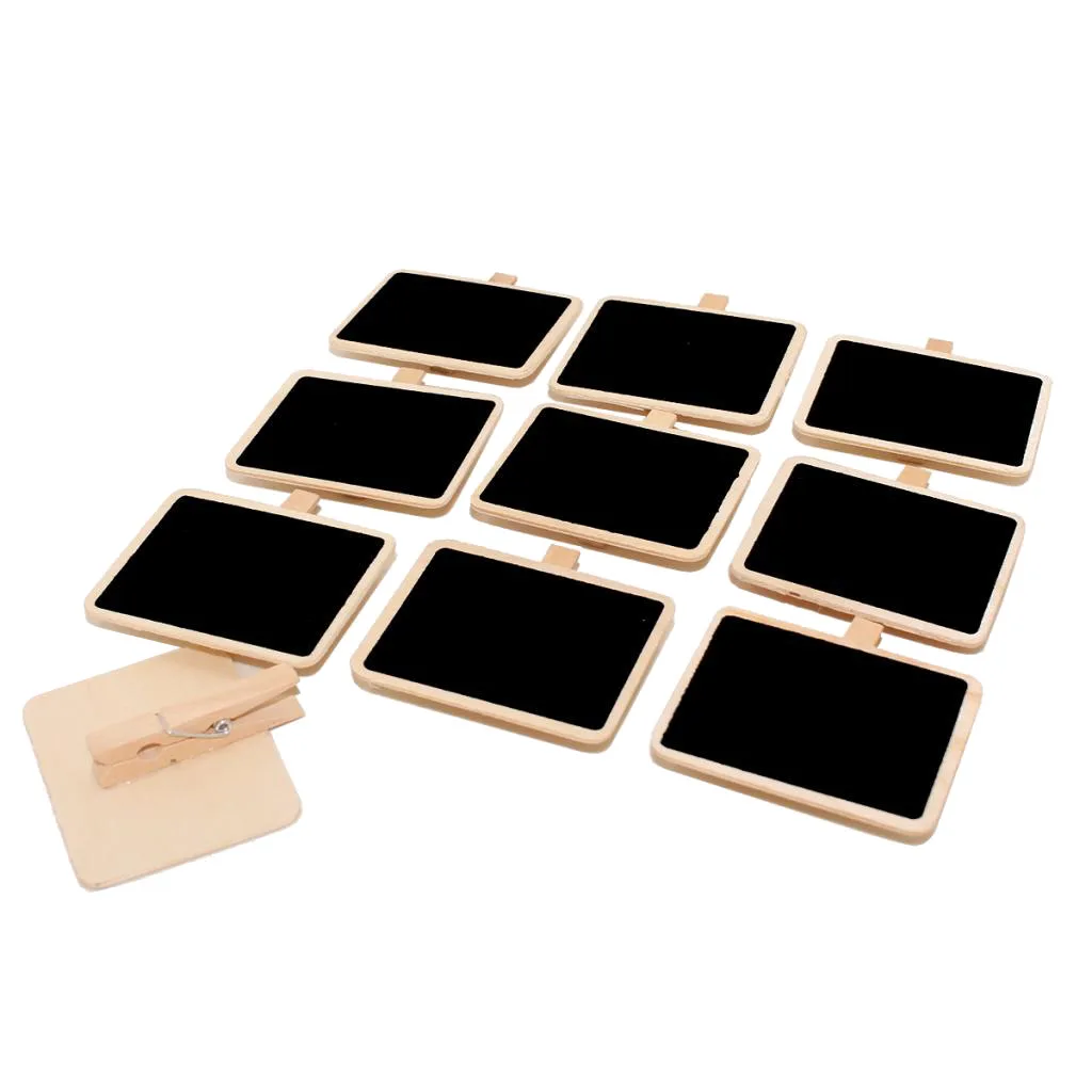 10pcs/lot Wood Message Board Small Chalkboard Rectangular Mote Sign Blackboard for Buffet Wedding Home Garden Cake Shop Display