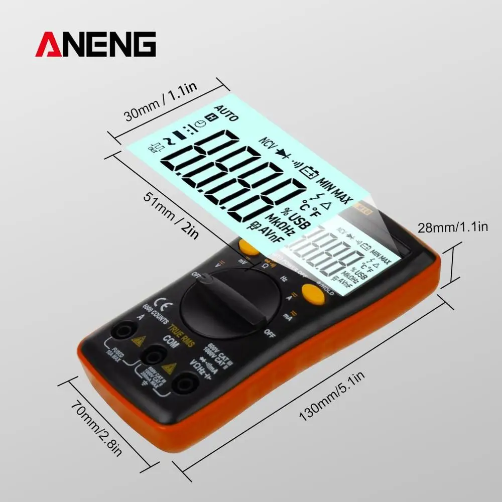 ANENG M10 Цифровой мультиметр 6000 отсчетов Multimetro мультитестер цифровой профессиональный Транзистор тестер Аналоговый esr lcr метр