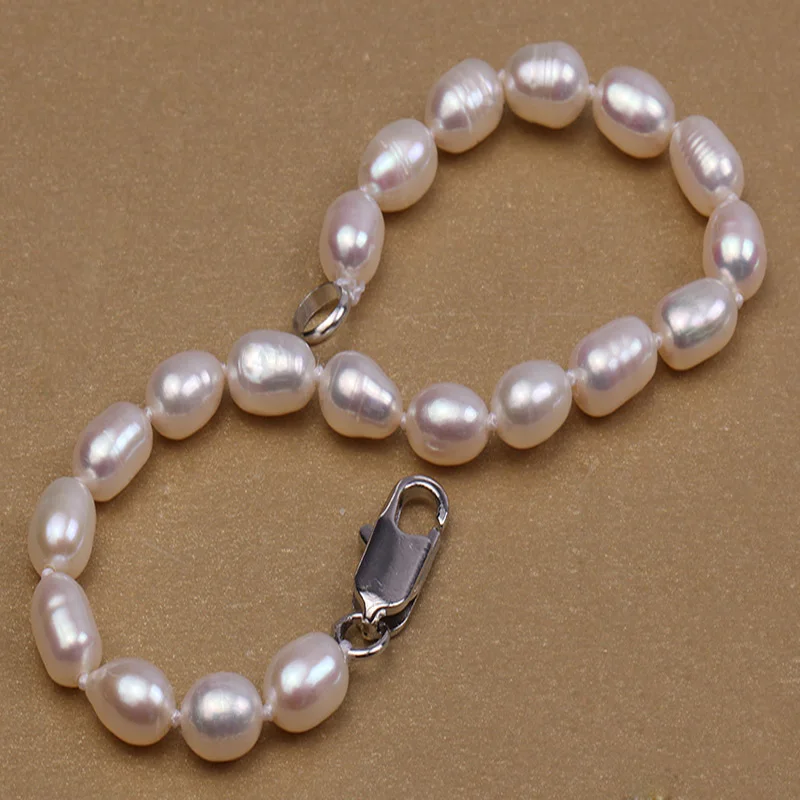 JYX 5-6 мм белый овальный культивированный натуральный пресноводный жемчуг браслет на день рождения Свадебный браслет подарки