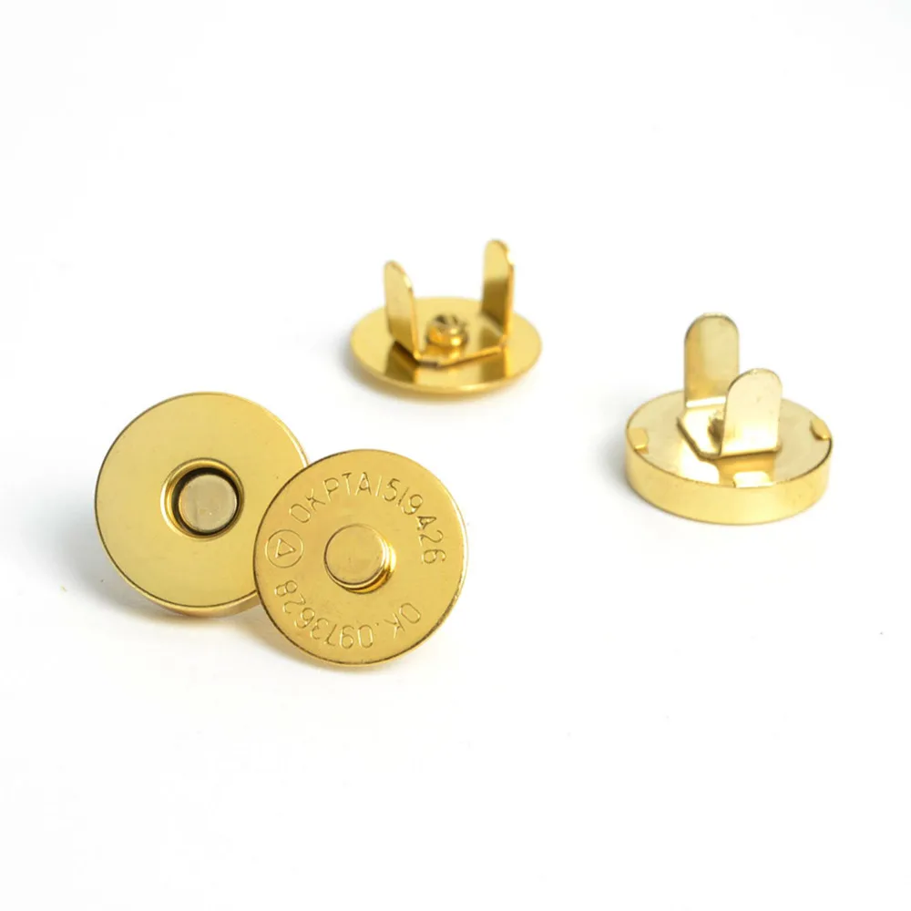 

10 Sets/lot 14*4mm Gold Plated Handbag Leather Craft Clothes Magnetic Wallet Sewing Scrapbooking Snap Fastener Garment Button