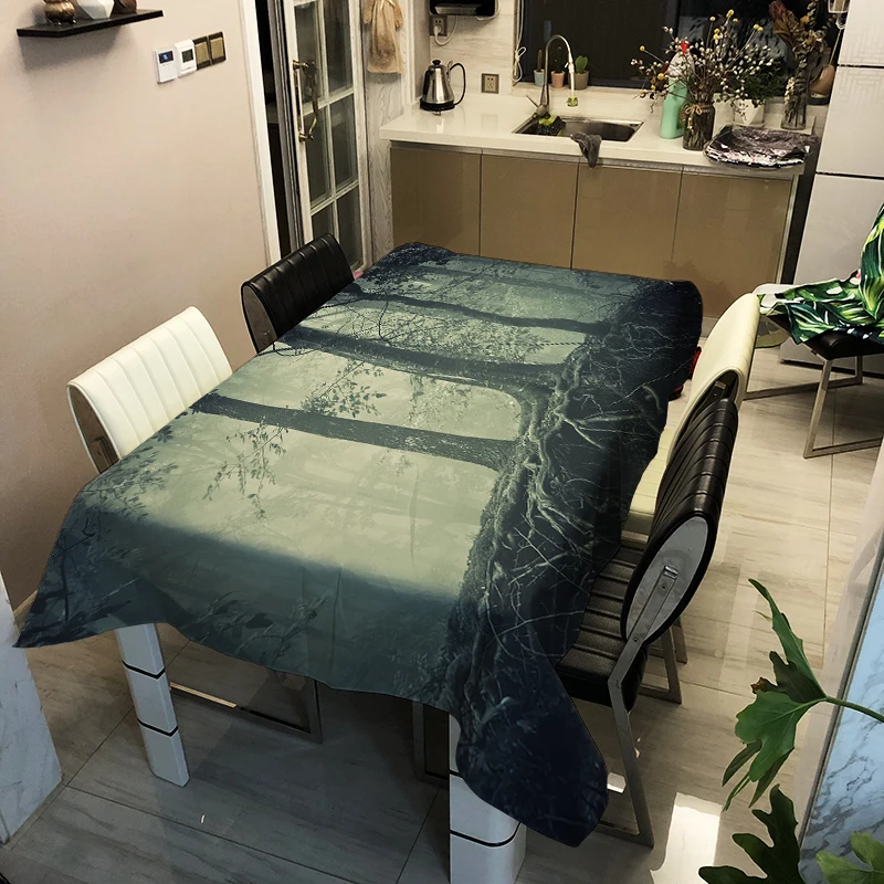 

Big tree Tablecloth Creative Colorful Pattern Polyester Comfortable Waterproof Table Cloth Cover for Home