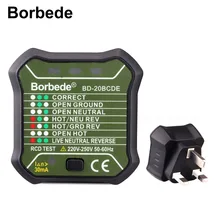 Borbede UK розетка тест er GFCI розетка тест er Автоматическая электрическая силовая схема полярности детектор напряжения настенный штекер тест утечки