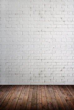 

5x7ft White Brick wall and Wood Floordrop Custom Photo Prop backdrop backgrounds XT-526
