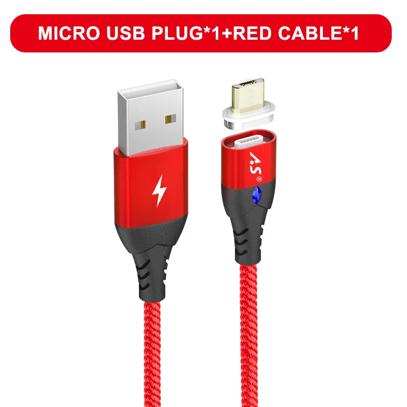 Магнитное зарядное устройство A.S 3A Micro USB кабель для Xiaomi huawei Android мобильный телефон Быстрая зарядка магнит Microusb кабель для передачи данных провод - Цвет: Red for Micro