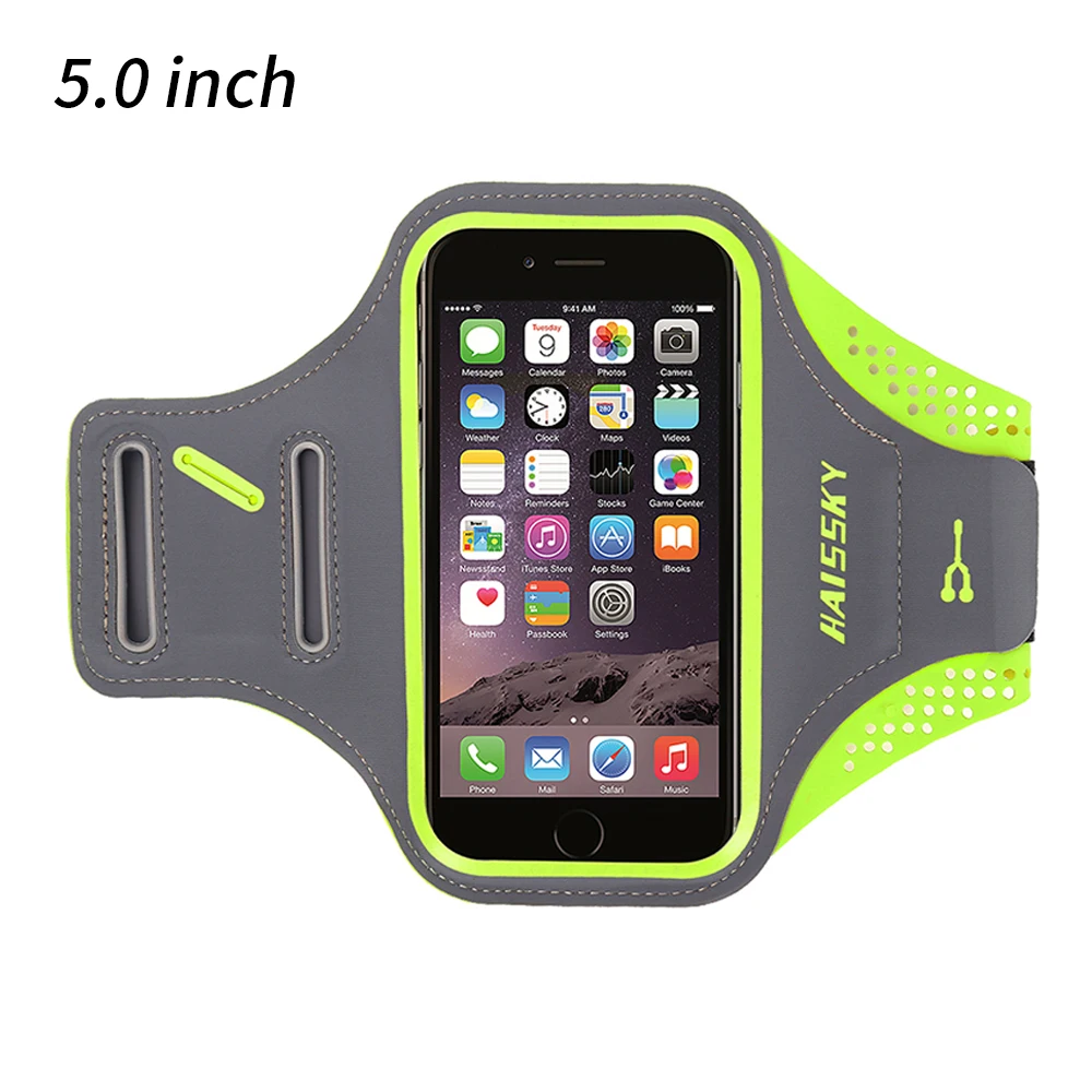 HAISSKY Sport Running Armband Case For iPhone XS Max XR X 6 6s 7 8 Plus Belt On Hand Arm Band For Samsung S10 Plus Xiaomi Huawei - Цвет: L Green