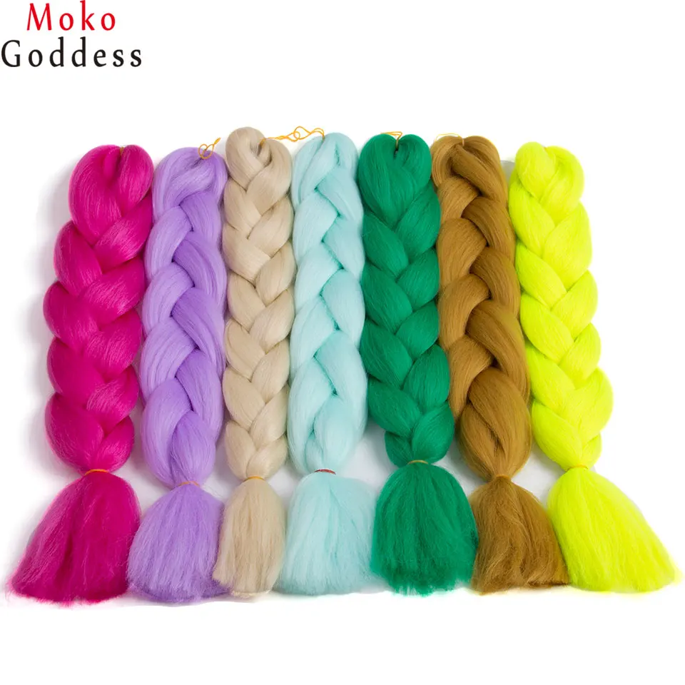 

MoKoGoddess Synthetic Braiding Hair Extensions 24'' 100g/pcs yaki straight High Temperature Fiber crochet braids bulk ha