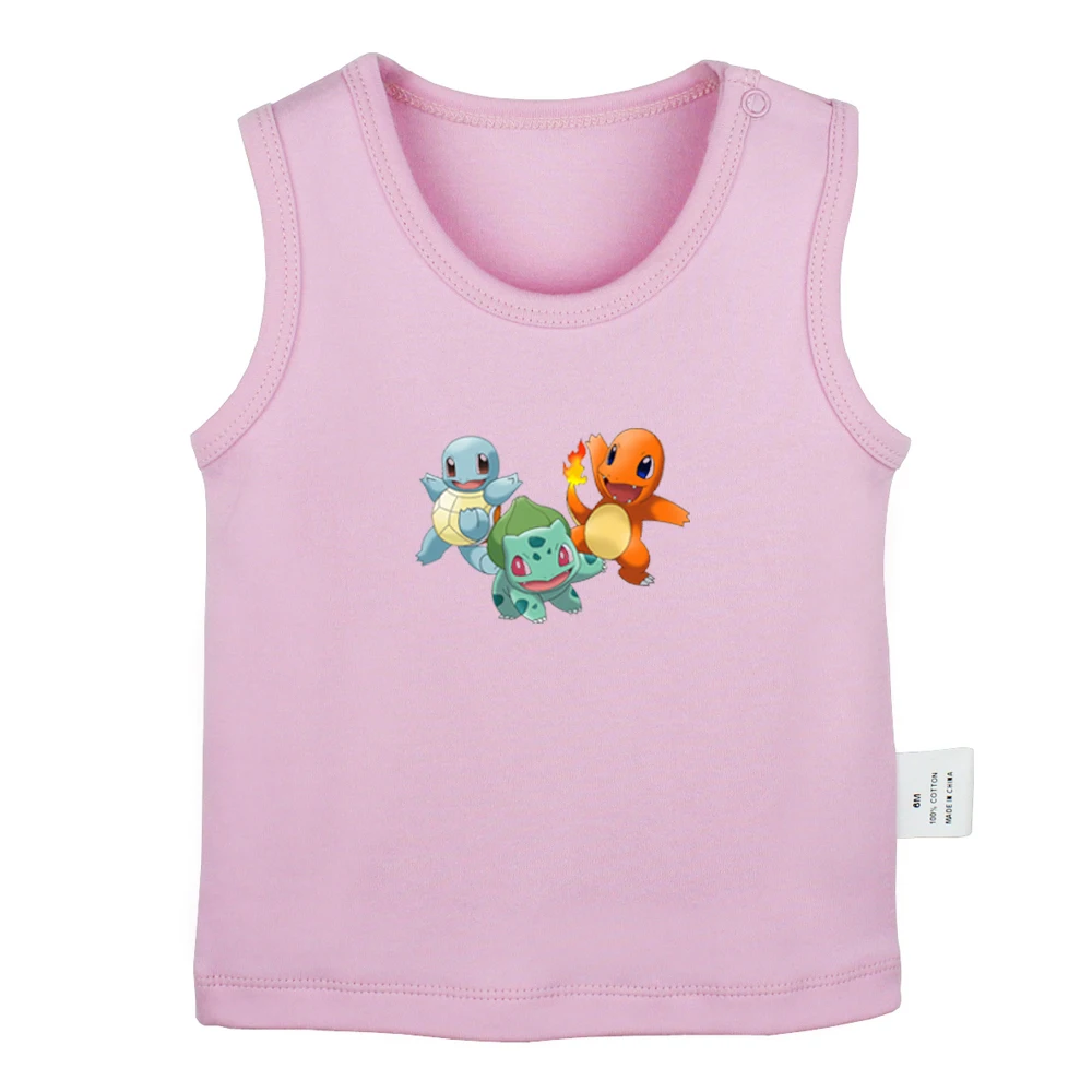 Милый покемон чармандер настенные наклейки Pokeball дизайн новорожденных Детские майки футболки малышей жилет без рукавов хлопковая одежда для новорожденных - Цвет: JaBabyYV574P
