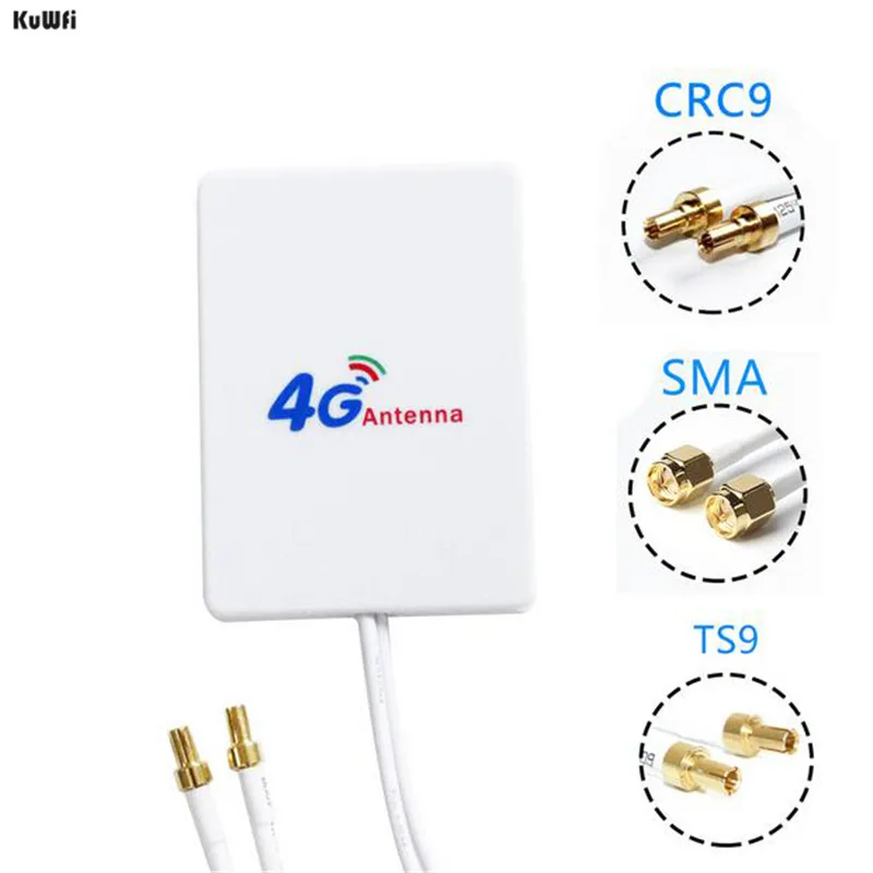 

KuWFi 4G Antenna 3M cable LTE Antenna External Antennas for Huawei ZTE 4G LTE Router Modem Aerial with TS9/ CRC9/ SMA Connector