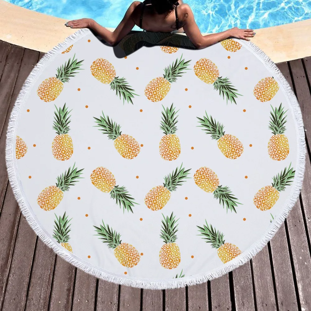 Cilected 150 см ананас Большое пляжное полотенце с кисточками круглый для взрослых летнее одеяло спортивные полотенца из микрофибры коврик для йоги