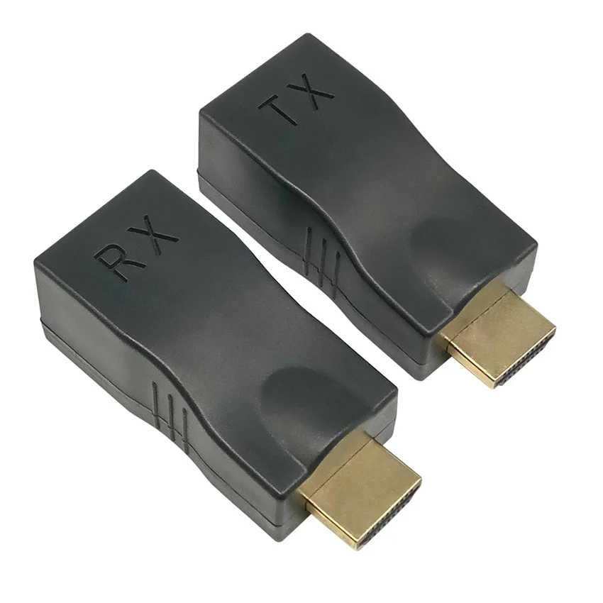 EMK 30 м HDMI удлинитель передатчик TX RX HDMI в Ethernet конвертер 1,4 в 1080P по Cat5e CAT6 RJ45 LAN кабель для ТВ HD ТВ PS3 STB - Цвет: Black