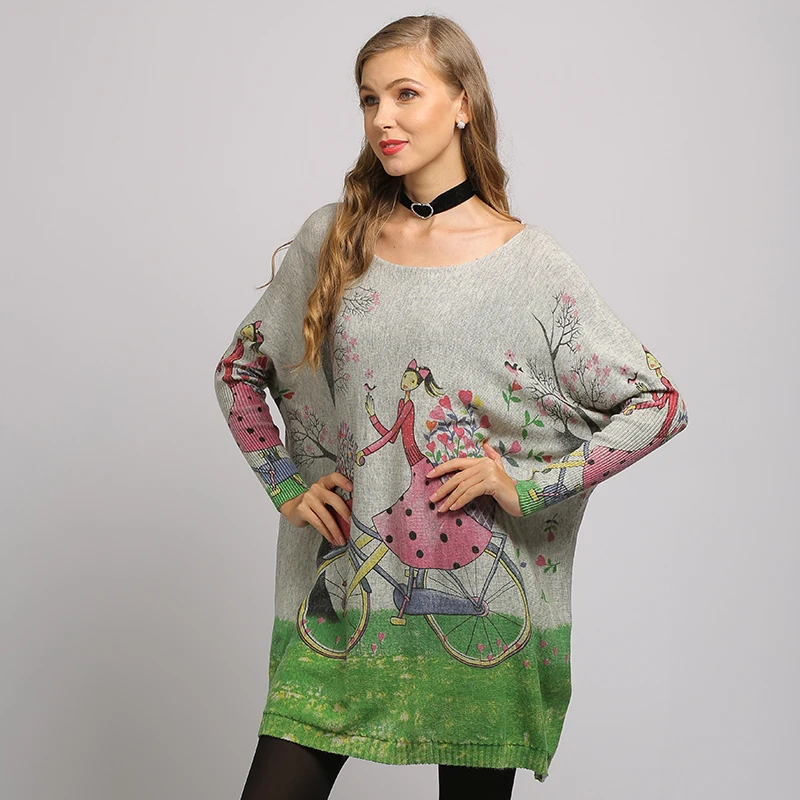 XIKOI New Woman Sweater Oversize Long Batwing Sleeve Pullovers O-Neck Knitted Fashion Casual Regular Girl Print Clothes XIKOI New Woman Sweater Oversize Long Batwing Sleeve Pullovers O-Neck Knitted Fashion Casual Regular Girl Print Clothes