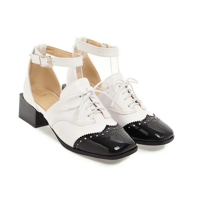 Meotina high heels two piece shoes women lace up thick heels oxfords Meotina high heels two piece shoes women lace up thick heels oxfords