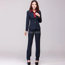 New Formal Uniform Style Business Work Wear Pant Suits Blazer And Pants For Office Ladies Autumn Winter Clothing Set