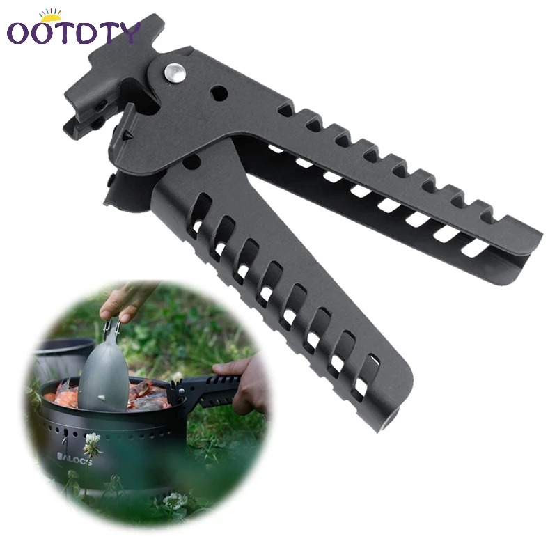 Anti-caliente Anti-raspado mango de aluminio Clip Camping Pot Pan tazón pinza para utensilios de cocina mochilero Picnic