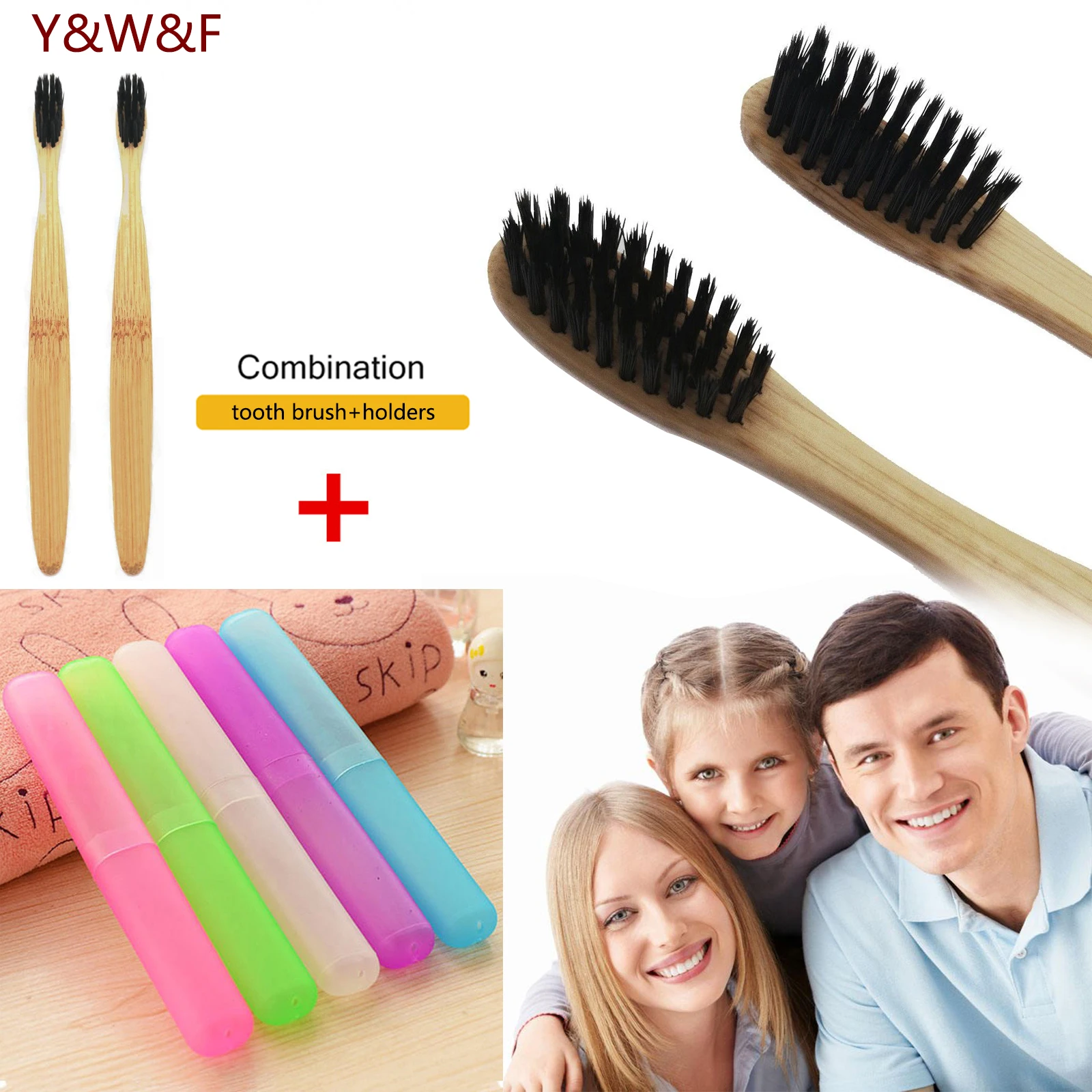 

1set Dental Bamboo Charcoal Toothbrush Low Carbon Wooden Handle Protable Travel Use Oral Toothbrush Tongue Cleaner Eco-friendly