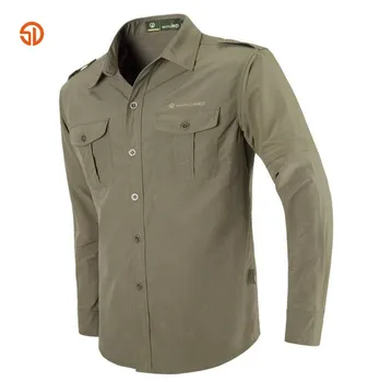 

SD Spring Summer Outdoors Camping Hiking Quick Drying Long-Sleeved Shirts Army Military Shirt anti-UV Detachable Sleeves MenTops