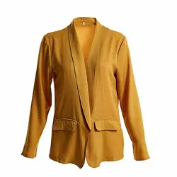 С длинным рукавом Блейзер офисные женские туфли Осень Твердые повседневное пальто, верхняя одежда спецодежды пальто плюс размеры 5XL