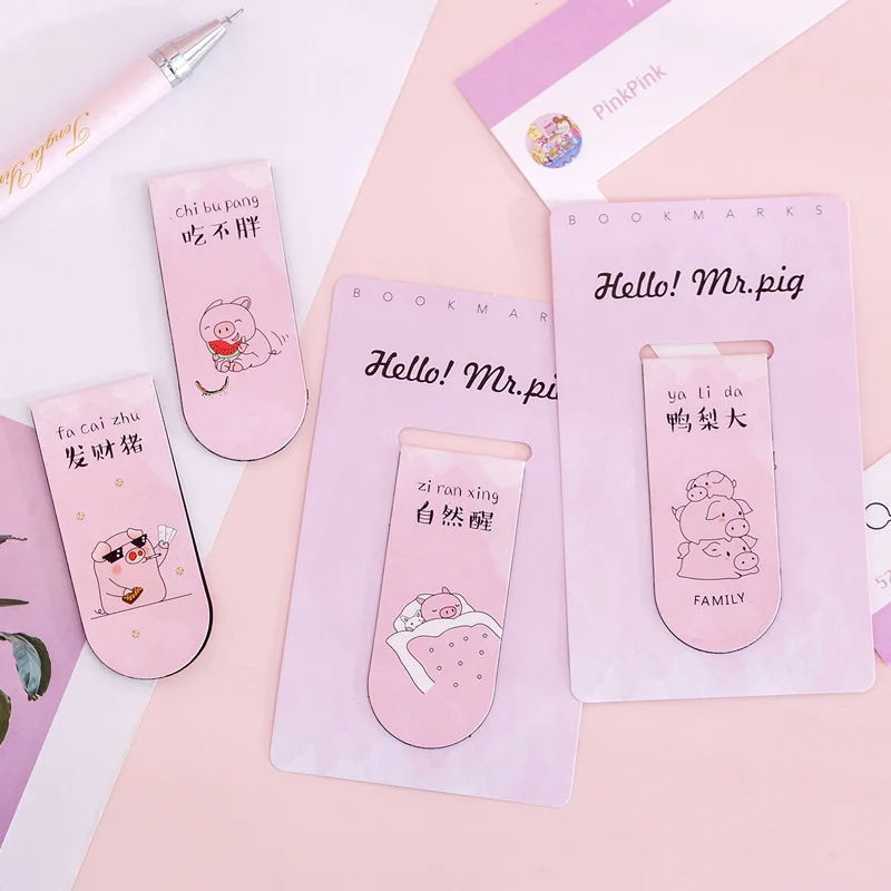 

1 Pcs Cute Animal Pink Pig Magnetic Bookmark Students Kawaii Paper Book Clips Gifts School Office Material Escolar Stationery