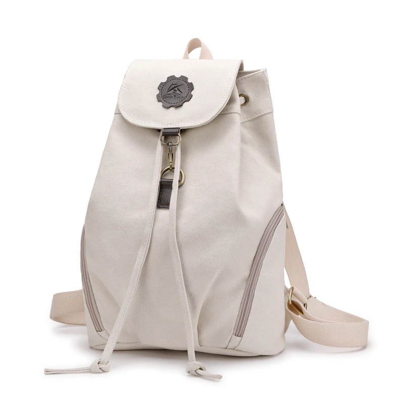 Для женщин Повседневное парусиновые школьные рюкзаки сумки подросток для девочки высокое качественный вместительный леди сумка простой серый студент мешок - Цвет: Белый