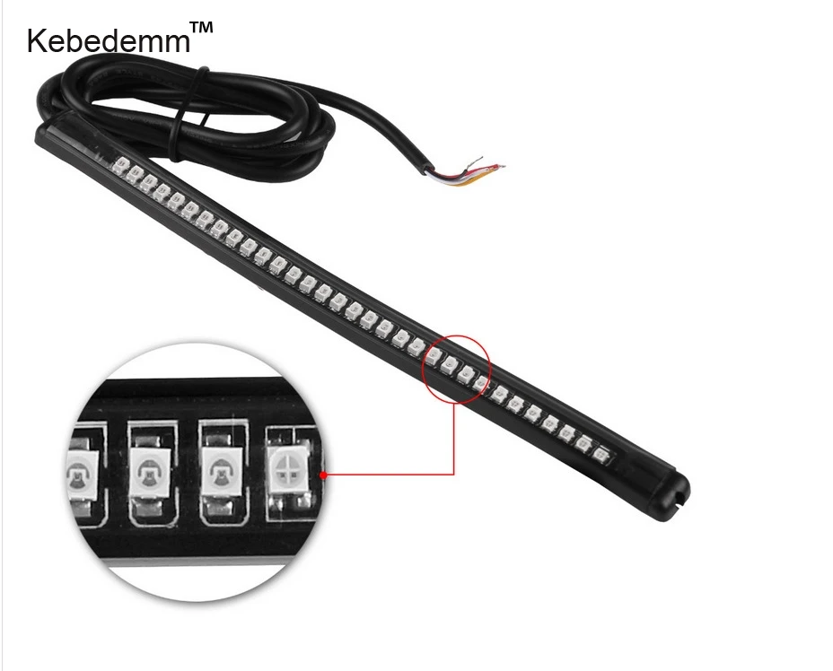 

Kebedemm 2pcs New 32LED Motorcycle Light Flexible Tail Brake Stop Turn Signal Light License Plate Lamp for Motorcycle Car Light
