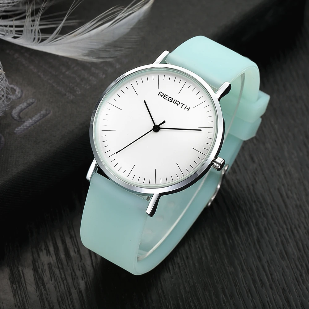 Fashion Women Watches Silicone Band Waterproof Quartz Wristwatch 6mm