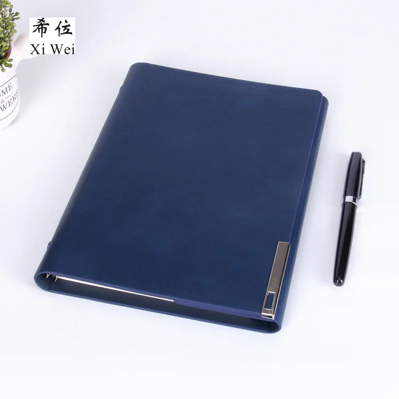 Pu Leather Loose Leaf Notebook Journal ring binder calendar agenda Clip planner Custom Logo Metal Buckle Magnet diary