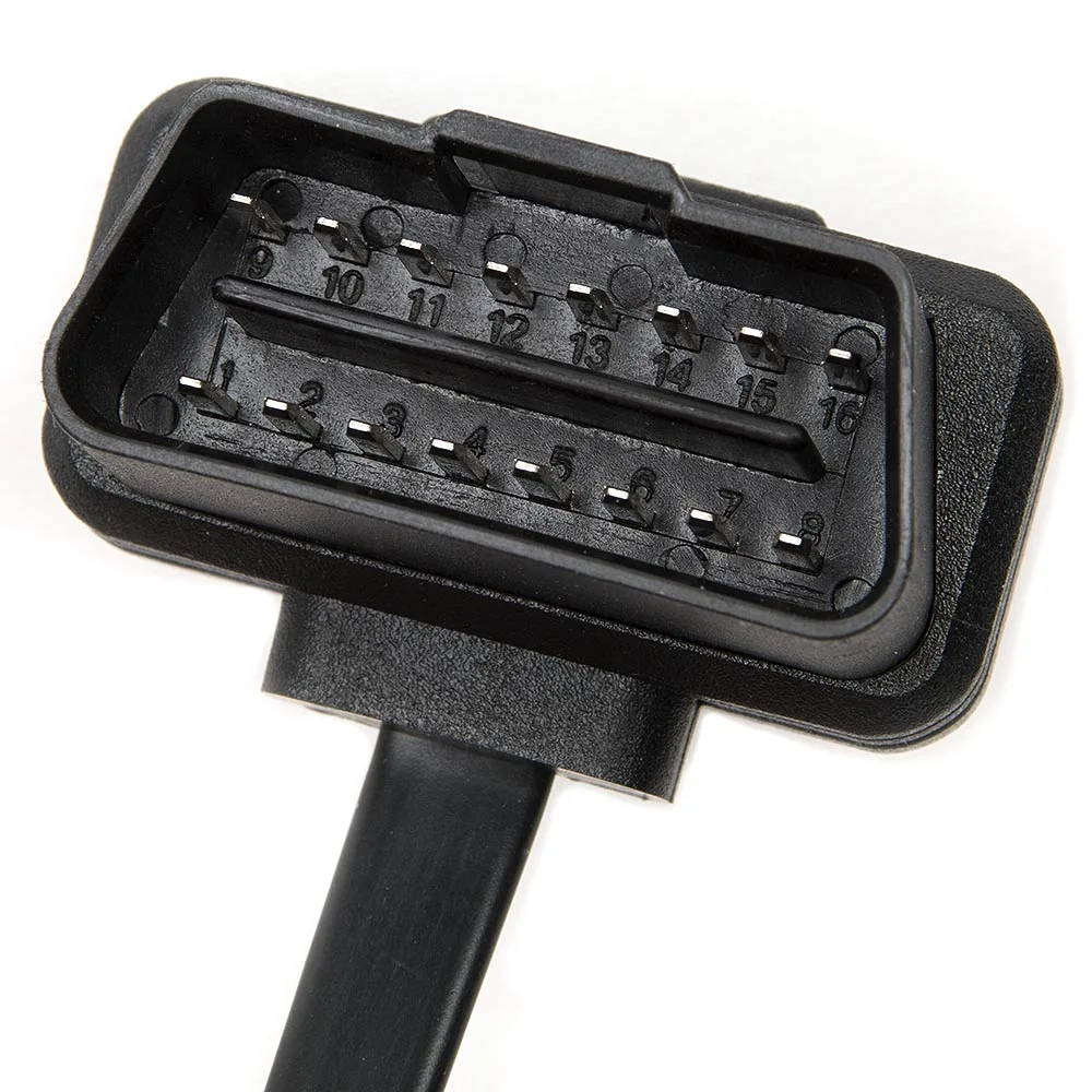 Плоский тонкий кабель 60/100 см OBD2 16pin As Noodle OBDII 16Pin ELM327 штекер гнездо локоть