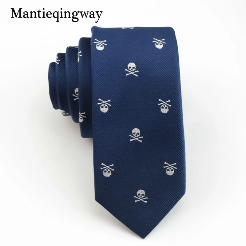 Mantieqingway бренд череп шаблон галстуки для мужчин тонкие галстуки полиэстер жаккард узкий галстук свадьба корбата деревянный галстук-бабочка