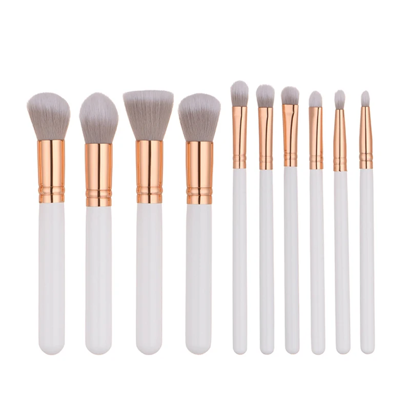 

Pro 10 Pcs Beauty Wooden Handle Makeup Brushes Set Foundation Eyebrow Eyeshadow Lip Nose Bleding Make Up Brush pincel maquiagem