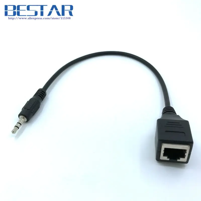 3.5mm TRRS Male Plug To RJ45 Ethernet Adapter Cable - 14cm White, For Audio Over LAN