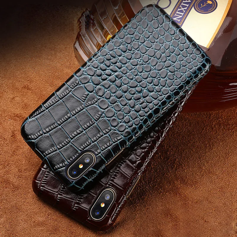 

LANGSIDI 100% Genuine Leather Case For iPhone X 8 7 6S Plus xr xsmax 5s Crocodile Grain Exotic Real Cow Leather phone cover