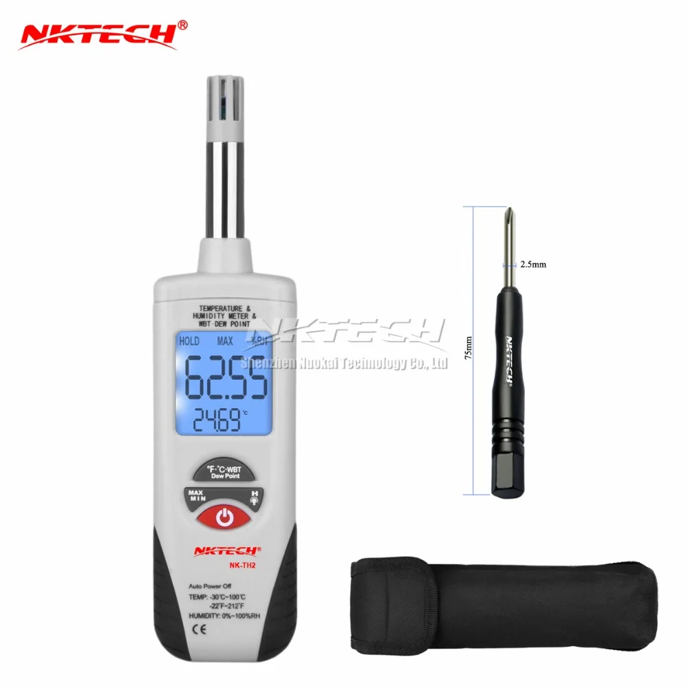 

NK-TH2 Digital Thermometer Hygrometer LCD Temperature Meter Humidity Tester Wet Bulb/Dew Point Temperature Detector NKTECH