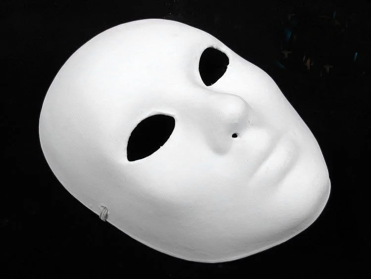 Maschera VISO Plain Bianco Full Face per Adulti Masquerade a dipingere decorare
