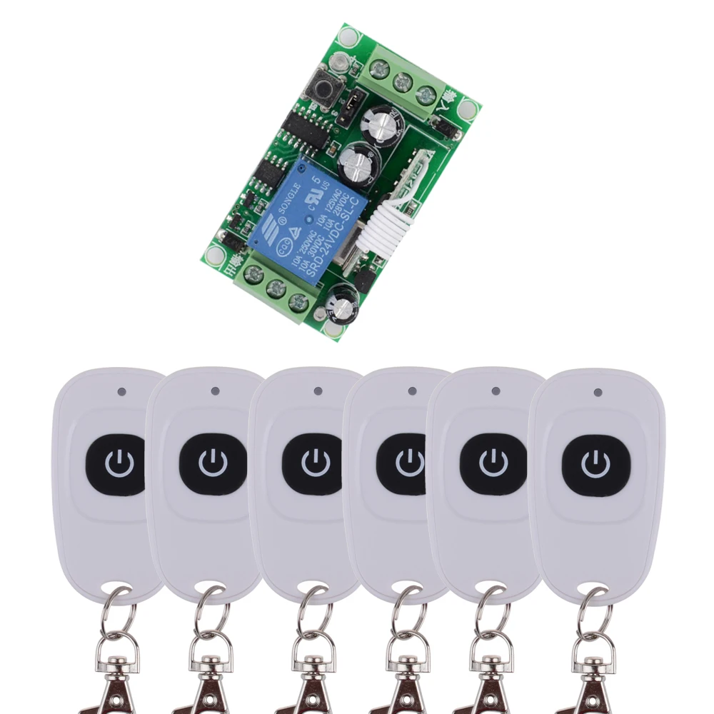 DC 24 В 1CH 10A реле RF беспроводной пульт дистанционного управления переключатель беспроводной светильник приемник с одной кнопкой Белый передатчик