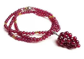 

Genuine Natural Red Purple Garnet Crystal Round Beads Women Nice Long Necklace